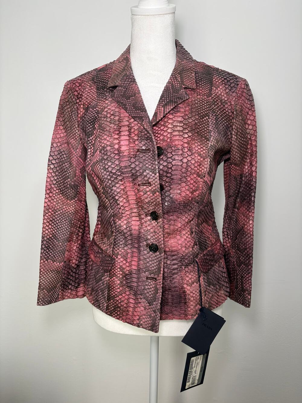 PRADA Pink & Gray Genuine Python Leather Blazer Jacket IT 40 NWT '04